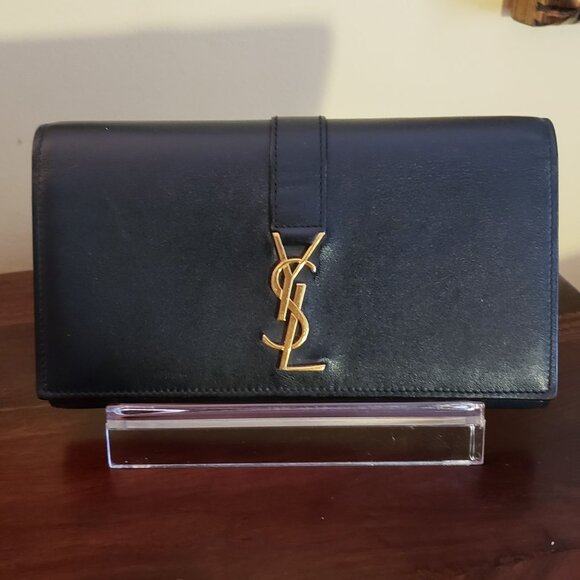 Yves Saint Laurent Bags Ysl Saint Laurent Long Flap Wallet In Blue